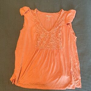 Torrid Coral Lace Accent Blouse